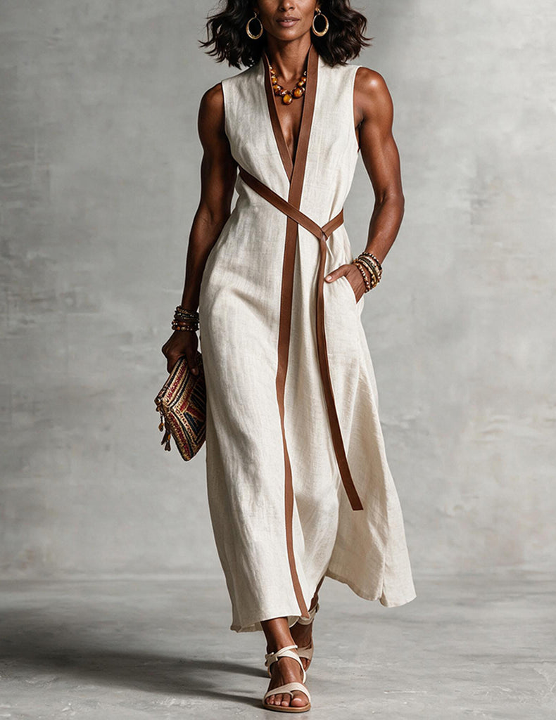 ekouaer-nightgowns-maxi-nachthemd-damen-mit-g-rtel-braun image 1