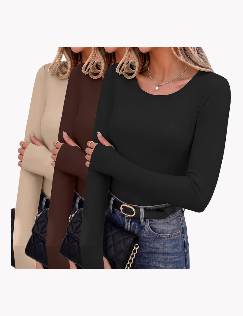 ekouaer-thermals-long-sleeve-thermal-shirt-3er-pack-schwarz-wei-khaki image 2