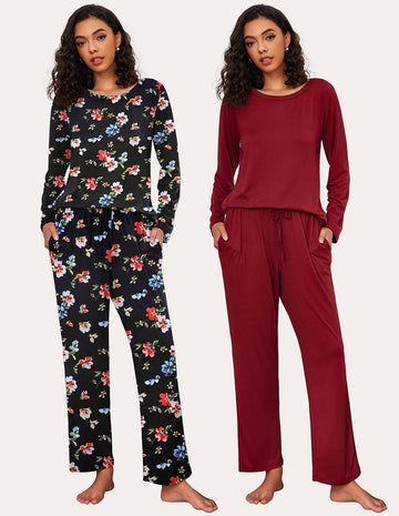 ekouaer-pajama-sets-langarm-pyjama-2er-set-rundhals image 3