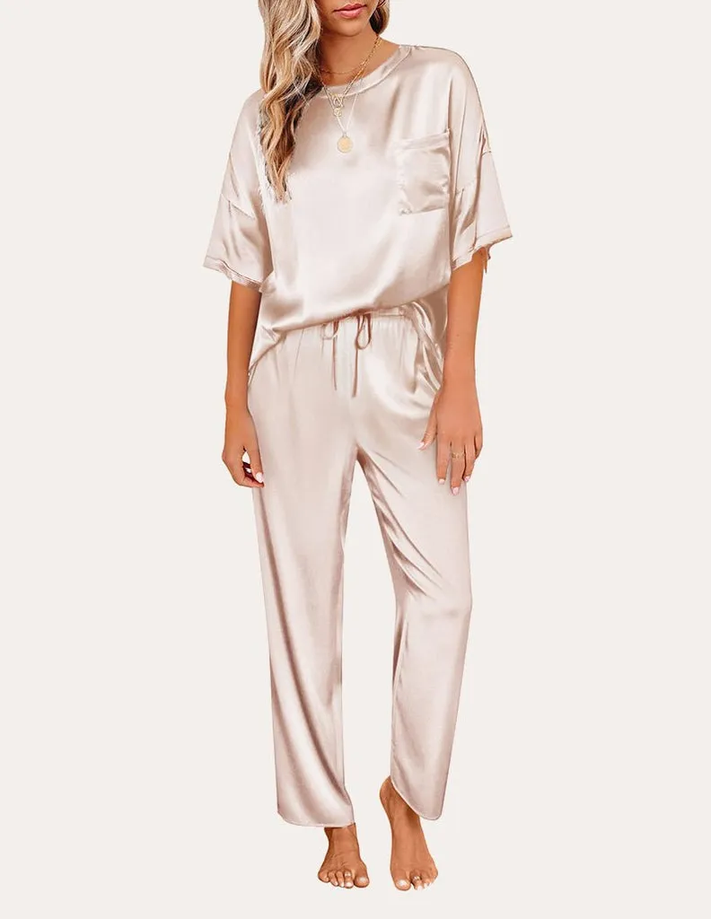 ekouaer-pajama-sets-satin-silky-pyjama-kurzarm-lang image 1
