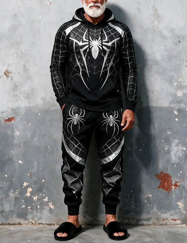 ekouaer-men-spider-web-hoodie-jogger-set-halloween image 1