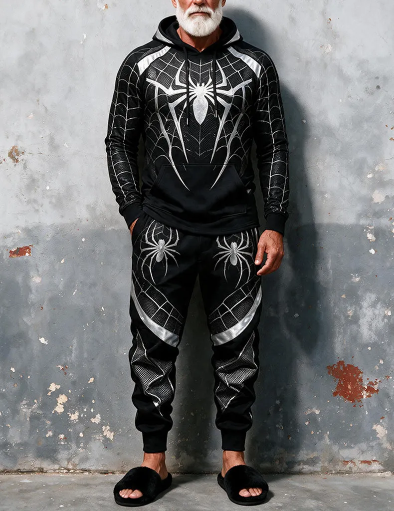 ekouaer-men-spider-web-hoodie-jogger-set-halloween image 1