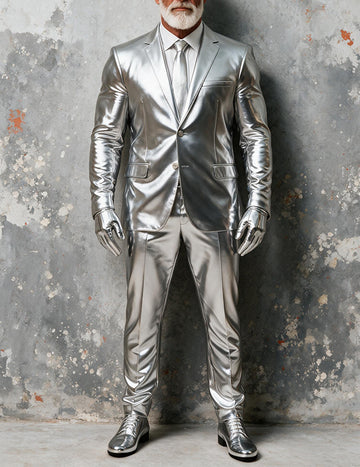 ekouaer-men-metallic-anzug-herren-2-teilig-slim-fit-glanz image 5
