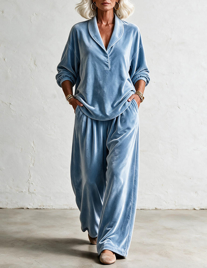 ekouaer-velvet-notch-pyjama-weinrot-samt-knopfleiste image 3