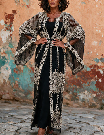 ekouaer-nightgowns-sequin-abaya-kaftan-kleid-rosa-mit-pailletten image 3