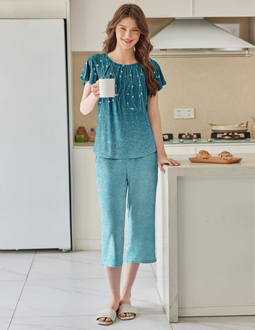 ekouaer-pajama-sets-ruffle-pyjama-capri-mit-r-schen image 5