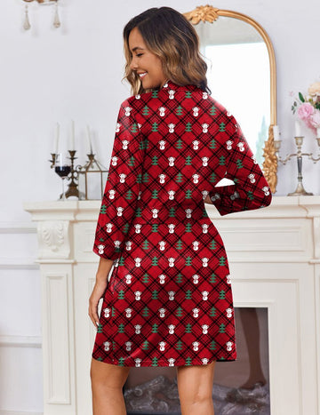 ekouaer-robes-3-4-arm-strick-bademantel-knielang-mit-taschen image 3