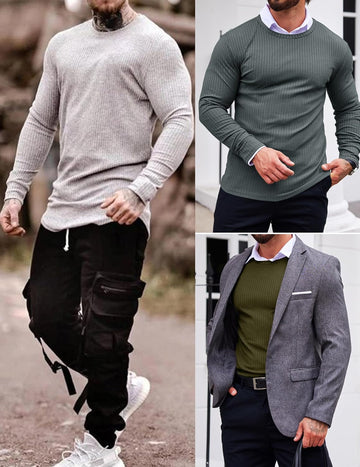 ekouaer-men-thermal-langarmshirt-gerippt-slim-fit-schwarz image 7