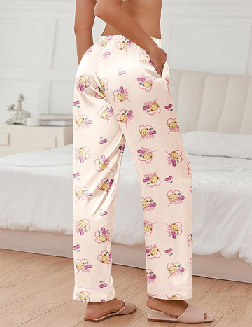 ekouaer-pajama-sets-teddy-satin-pyjamahose-damen-mit-taschen image 4