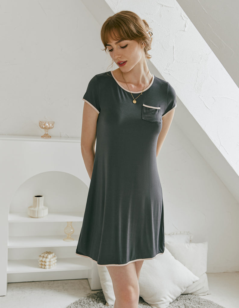 ekouaer-comfy-nightshirt-nachthemd-schlafshirt-kurzarm image 1