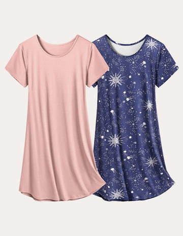 ekouaer-nightgowns-nachthemd-kurzarm-2er-pack-basic image 3