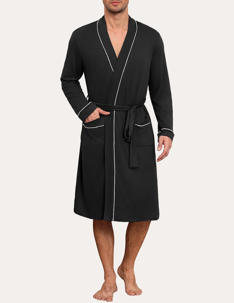 ekouaer-robes-kimono-bademantel-herren-knielang-mit-guertel image 1