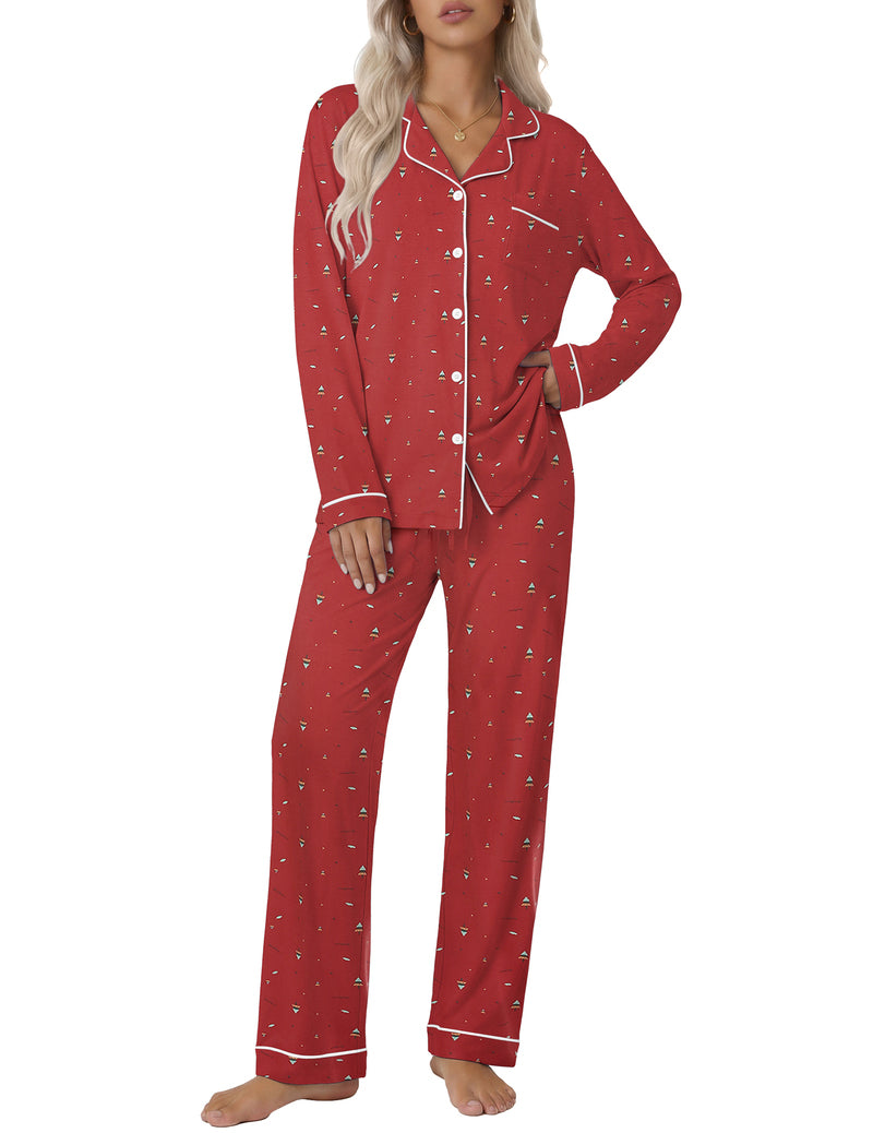 ekouaer-soft-rayon-notch-collar-pyjama-langarm-2-teilig-knopf image 8