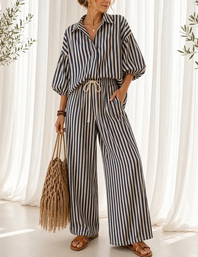 ekouaer-jumpsuits-striped-notch-jumpsuit-schwarz-mit-g-rtel image 1