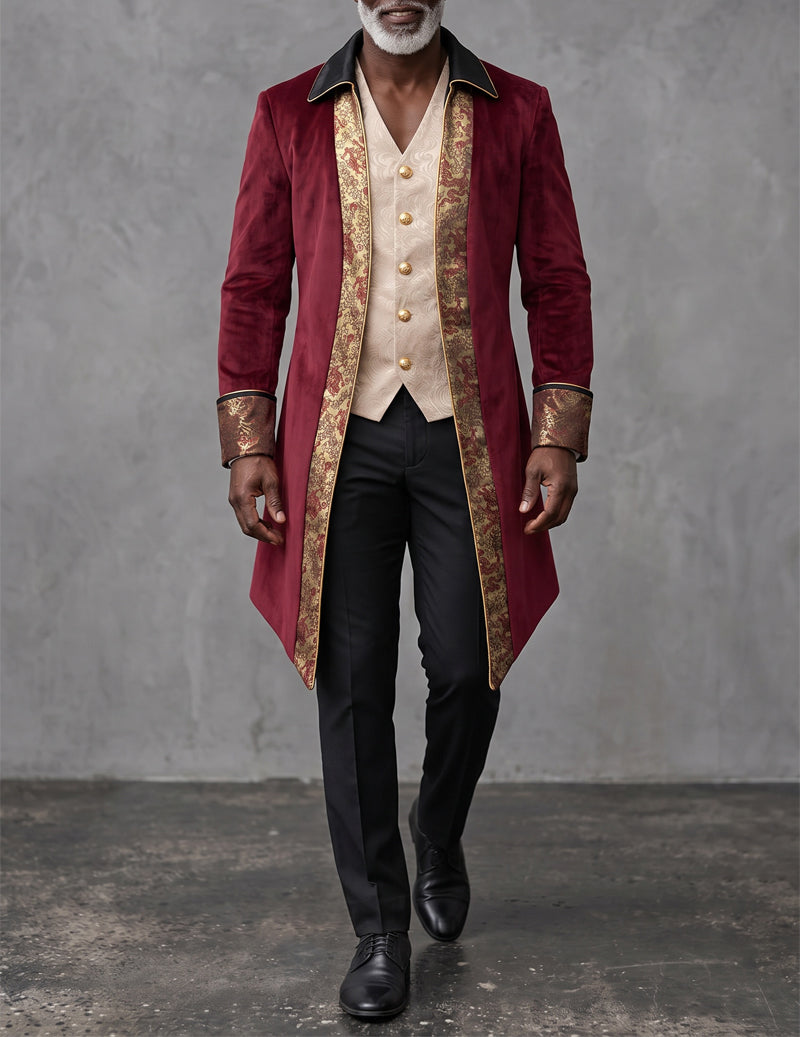 ekouaer-men-frack-jacke-gehrock-gold-schwarz-elegant image 4