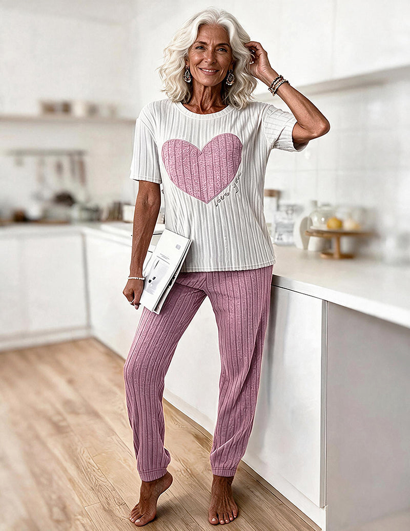 ekouaer-pajama-sets-herz-pyjama-capri-ripp-lila image 6