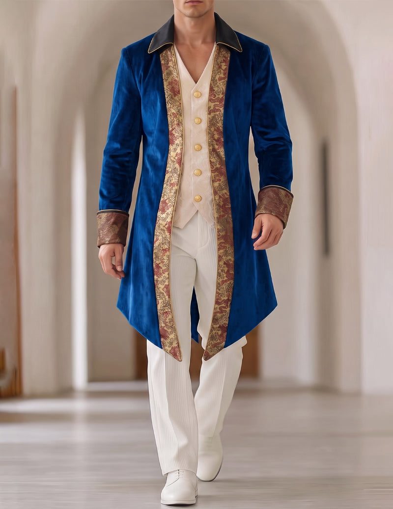 ekouaer-men-frack-jacke-gehrock-gold-schwarz-elegant image 7