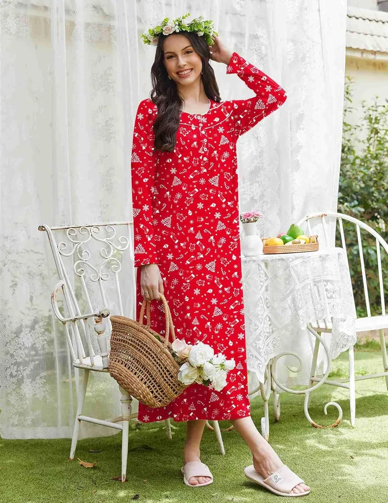 ekouaer-nightgowns-long-sleep-shirts-nachthemd-langarm-henley image 1