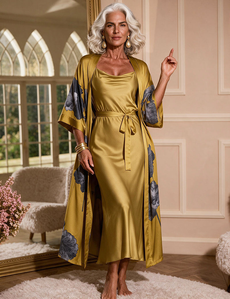 ekouaer-robes-satin-kimono-morgenmantel-dusk-lotus-2-teilig-maxi image 7