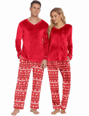 ekouaer-men-samt-schlafanzug-langarm-partner-pyjama image 7