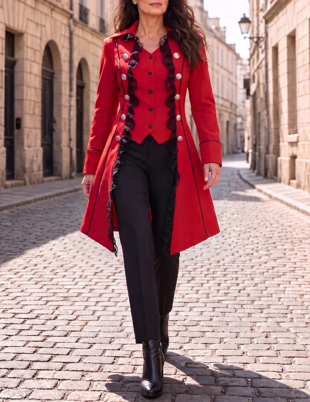 ekouaer-gothic-victorian-kost-mjacke-spitze-asymmetrisch image 1