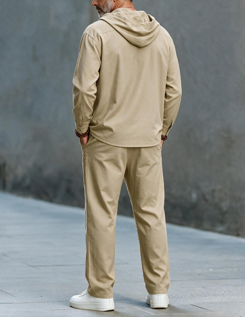 ekouaer-men-leinen-hoodie-set-wide-leg-grau image 8