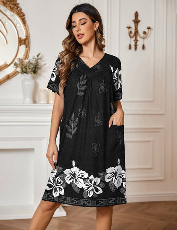 ekouaer-nightgowns-floral-nachthemd-kurzarm-taschen image 7
