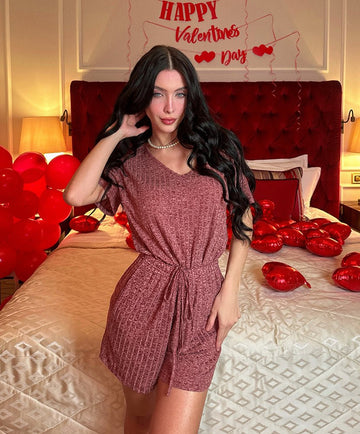 ekouaer-pajama-sets-ribbed-knit-shorts-schlafanzug-kurz-v-ausschnitt image 3