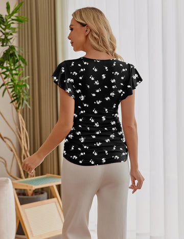 ekouaer-maternity-3er-pack-umstandsshirt-trompeten-rmel-gerafft image 5