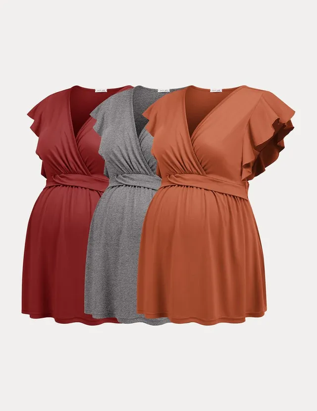 ekouaer-maternity-3er-stilloberteil-v-ausschnitt-kurzarm image 1