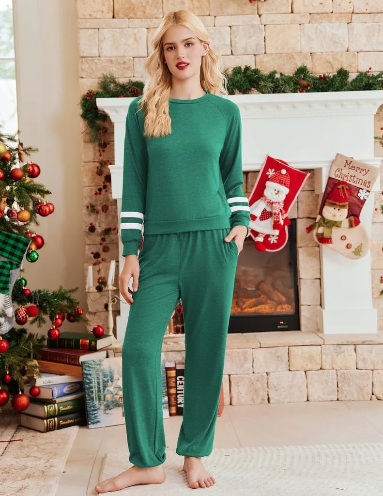 ekouaer-pajama-sets-solid-2-piece-schlafanzug-mit-taschen image 1