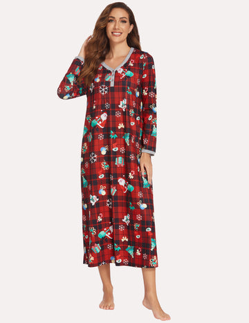 ekouaer-nightgowns-long-sleeve-nachthemd-knopfleiste image 7