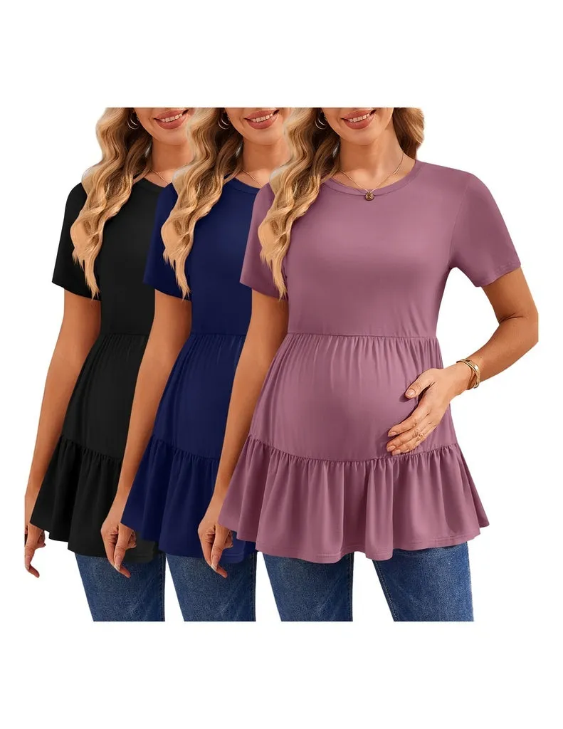 ekouaer-maternity-3er-r-schen-umstandsshirt-kurzarm image 1