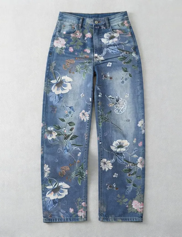 ekouaer-pajama-sets-blumen-jeans-wide-leg-hellblau image 1