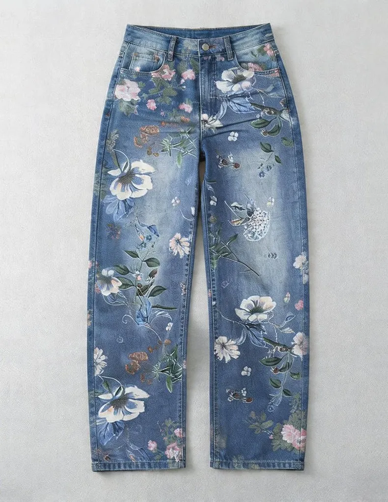ekouaer-pajama-sets-blumen-jeans-wide-leg-hellblau image 1