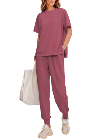 ekouaer-pajama-sets-lounge-set-jogger-kurz-2-teilig image 3