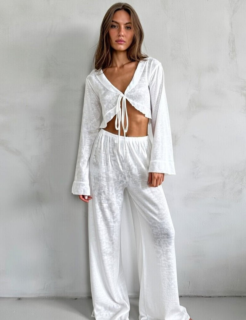ekouaer-pajama-sets-strick-lounge-set-langarm-wei image 1