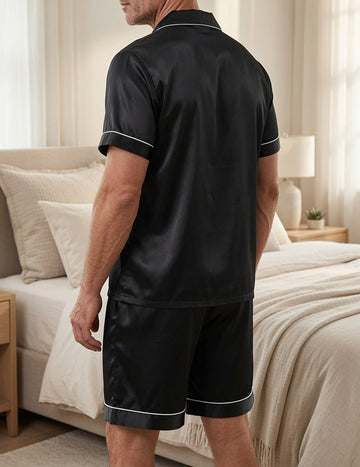 ekouaer-men-satin-pyjama-herren-kurzarm-mit-shorts-und-paspel image 5