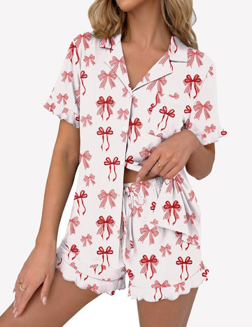 ekouaer-pajama-sets-pyjama-kurz-knopfleiste-r-schen-shorts image 7