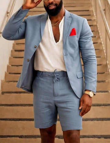 ekouaer-men-leinen-sommeranzug-blazer-shorts-wei image 7