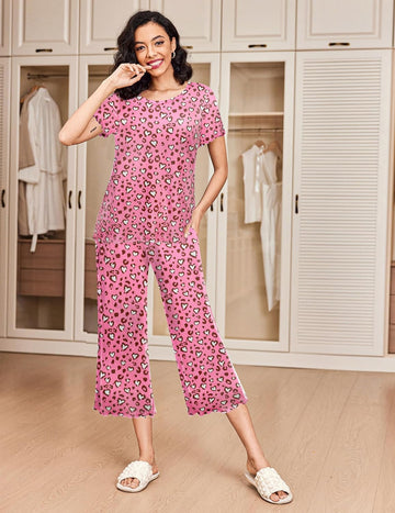 ekouaer-pyjama-damen-kurzarm-2er-pack-mit-taschen image 7