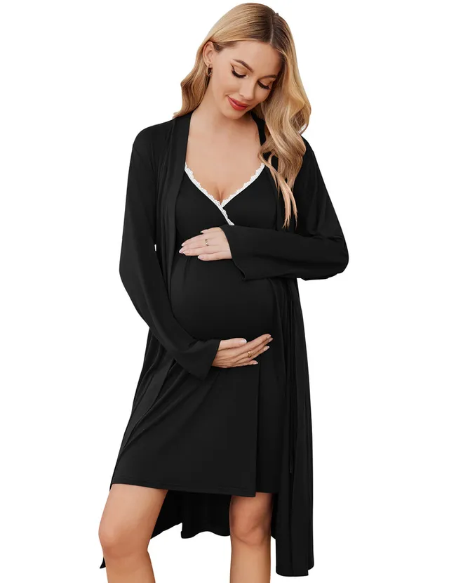 ekouaer-maternity-stillset-nachthemd-morgenmantel image 1