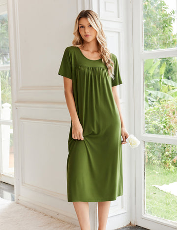 ekouaer-nightgowns-bambus-nachthemd-kurzarm-midi image 5