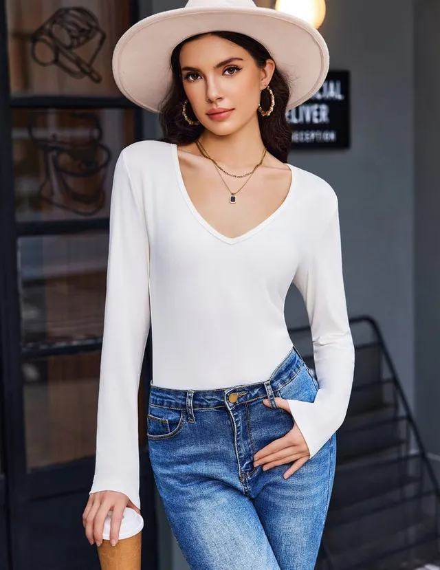 ekouaer-thermals-deep-v-neck-langarm-shirt-slim-fit image 1