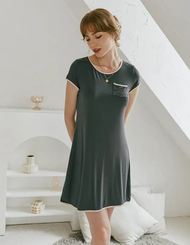 ekouaer-comfy-nightshirt-nachthemd-schlafshirt-kurzarm image 1