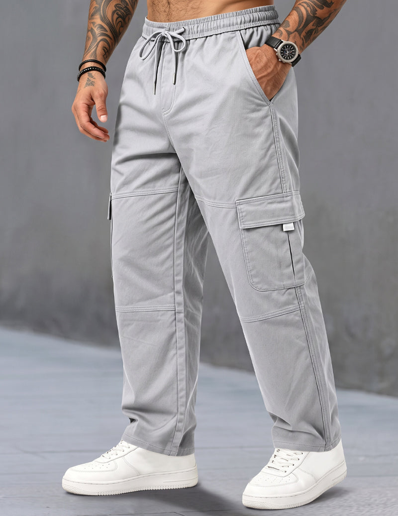 ekouaer-men-cargohose-mit-kordelzug-schwarz-lockerer-sitz image 5
