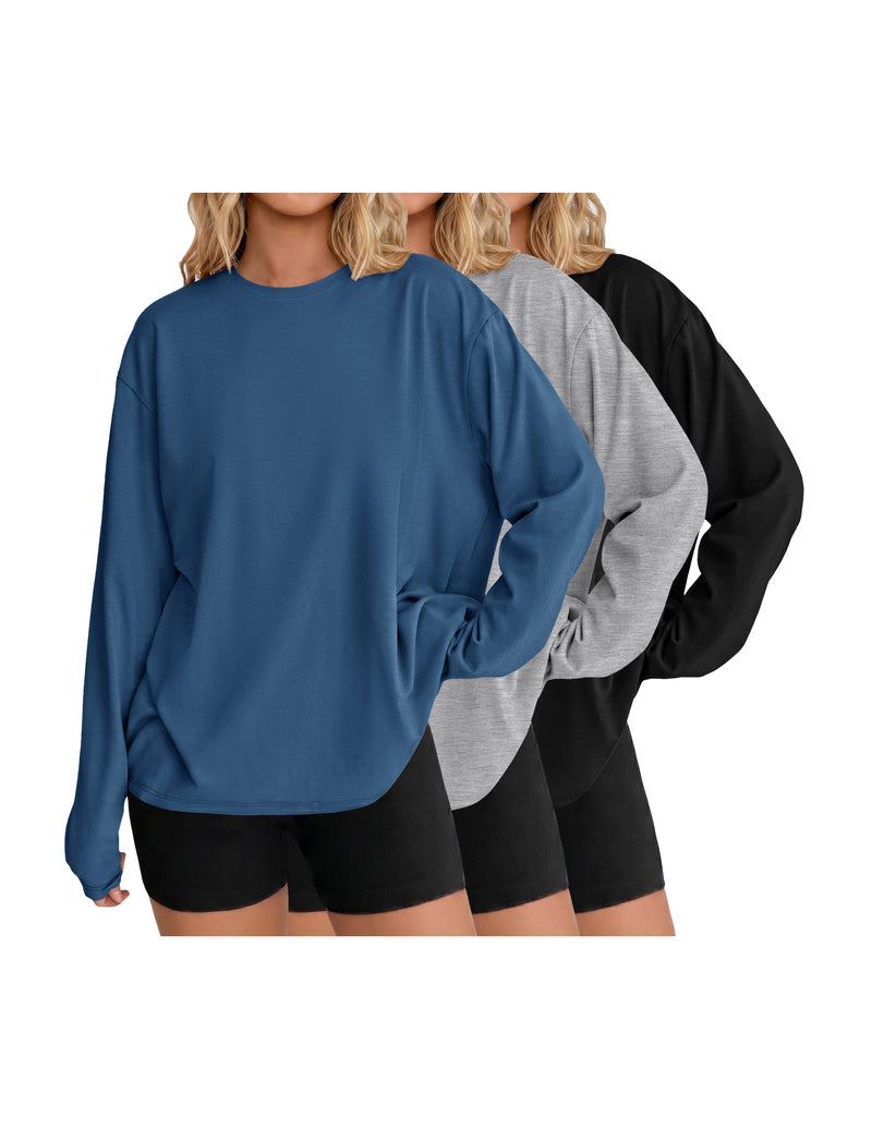 ekouaer-pajama-sets-3-packs-cotton-blend-langarmshirt-schwarz image 8