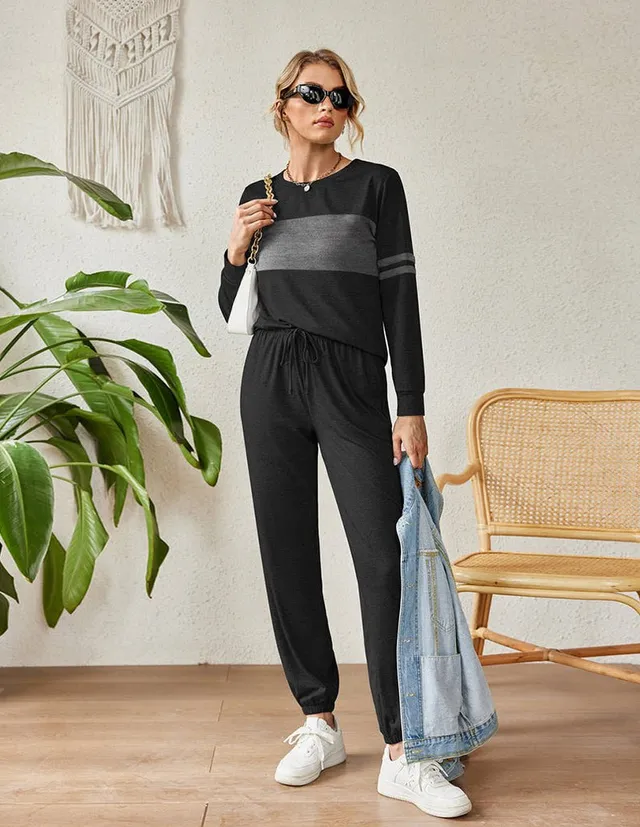 ekouaer-colorblock-sweatsuit-pyjama-set-tasche image 1
