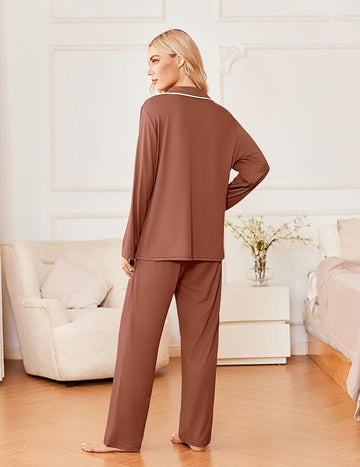 ekouaer-pajama-sets-2-piece-langarm-schlafanzug-knopfleiste image 5