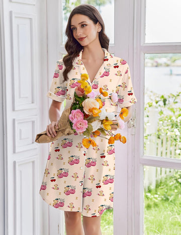 ekouaer-nightgowns-nachthemd-knopfleiste-kurzarm image 5